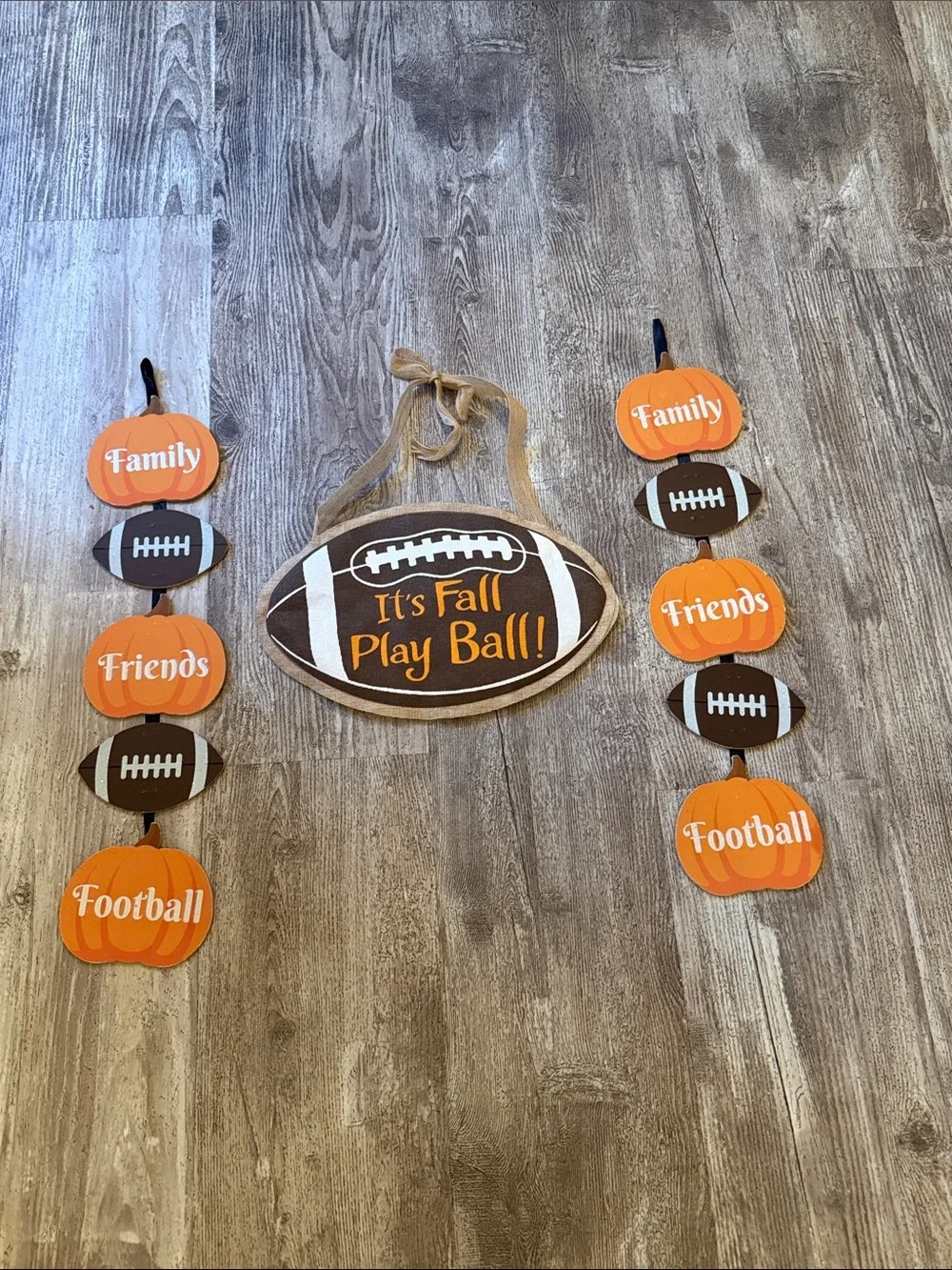 Fall Football Wall Hanging Set - Orange & Brown
